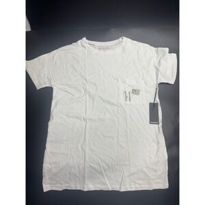 MAN X ONE TEASPOON NEW Sad American Graphic Pocket Tee Distressed White‎ XS